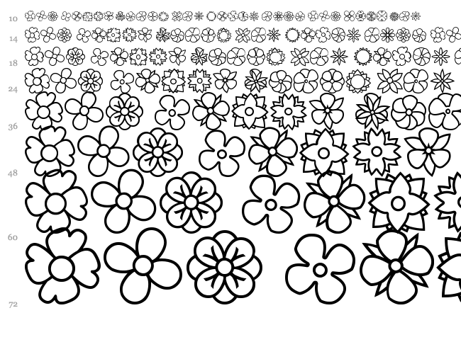 Flowers Dots Bats TFB font waterfall